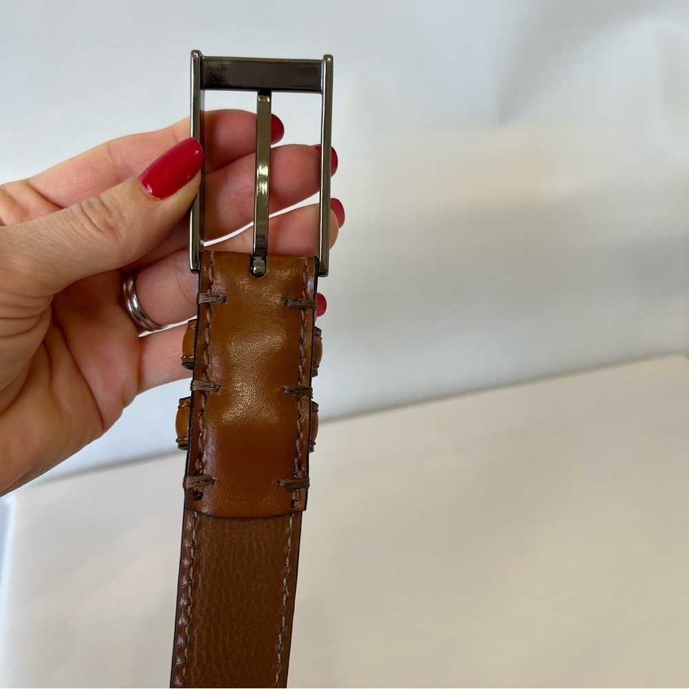Genuine Italian Leather Brown Belt - Picture 4 of 10
